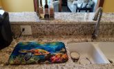 Loggerhead Sea Turtle Dish Drying Mat Absorbent Dish Drying Mat Pad for Kitchen Counter Dish Drainer Mat for Countertop, 14 x 21", Multicolor