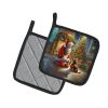 Dachshund and Santa Claus Pair of Pot Holders Kitchen Heat Resistant Pot Holders Sets Oven Hot Pads for Cooking Baking BBQ, 7 1/2 x 7 1/2