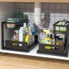 1/2pcs kitchen rack for sink organization and storage, under sink organization, sliding pull-out cabinet organization rack, metal sliding drawer, for