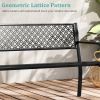 50 Inches Outdoor Garden Bench with Geometric Lattice Backrest and Slatted Seat