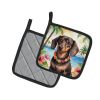 Dachshund Luau Pair of Pot Holders Kitchen Heat Resistant Pot Holders Sets Oven Hot Pads for Cooking Baking BBQ, 7 1/2 x 7 1/2