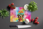 NEW Dachshund Hippie Dawg Glass Cutting Board Decorative Tempered Glass Kitchen Cutting and Serving Board Large Size Chopping Board