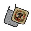 Dachshund Christmas Flowers Pair of Pot Holders Kitchen Heat Resistant Pot Holders Sets Oven Hot Pads for Cooking Baking BBQ, 7 1/2 x 7 1/2