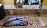 Dolphin Dish Drying Mat Absorbent Dish Drying Mat Pad for Kitchen Counter Dish Drainer Mat for Countertop, 14 x 21", Multicolor
