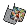 Dachshund Spring Path Pair of Pot Holders Kitchen Heat Resistant Pot Holders Sets Oven Hot Pads for Cooking Baking BBQ, 7 1/2 x 7 1/2